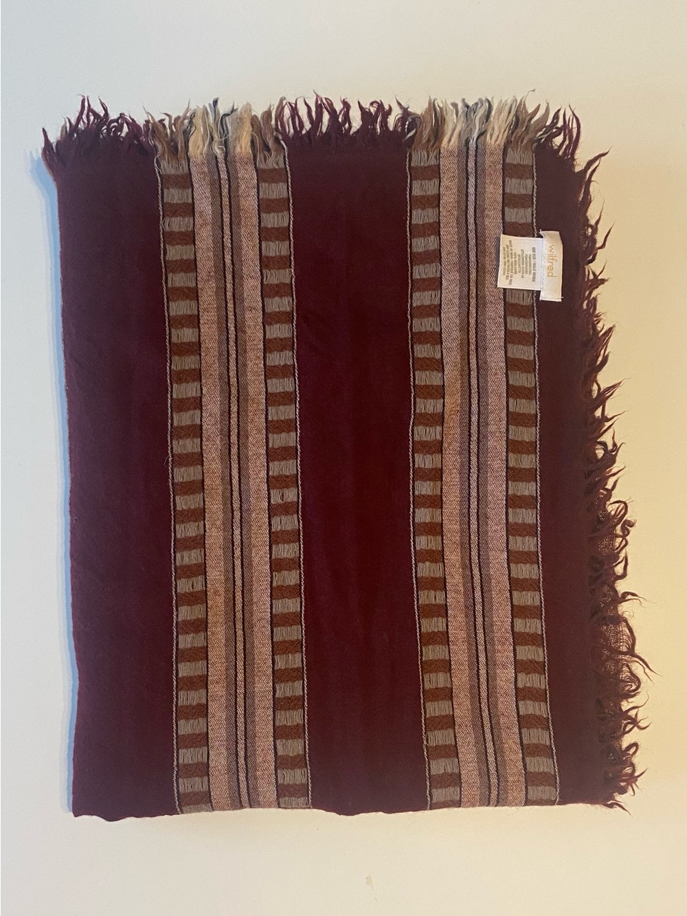 Wilfred Wool Burgundy and Brown Striped Blanket Scarf/Wrap